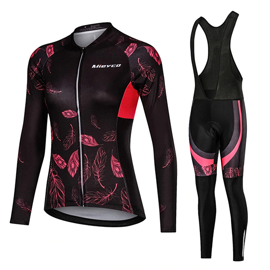 2019 Maillot Mujer Mieyco Tirantes Mangas Largas Negro Rojo